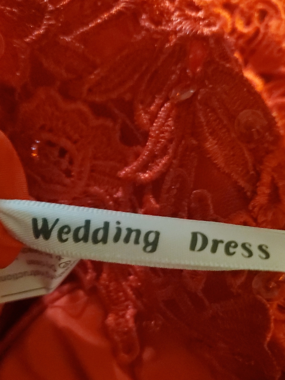 JAEDEN Red Custom Sweetheart A-Line Wedding Dress Sequined Tulle Mesh Gown•Sz M - Picture 11 of 12